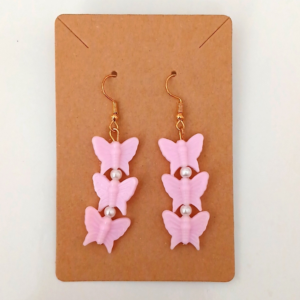 Fashion Jewelry Pink Butterfly Earrings